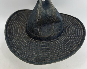 Chapeau Cowboy Vintage Levi's En Denim - Fabriqué USA, Taille 7 1/8, Bleu