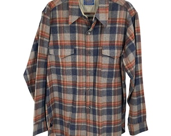 Vintage Pendleton 1960s Virgin Wool Tartan Plaid 17 Shirt Flannel Button Men XL