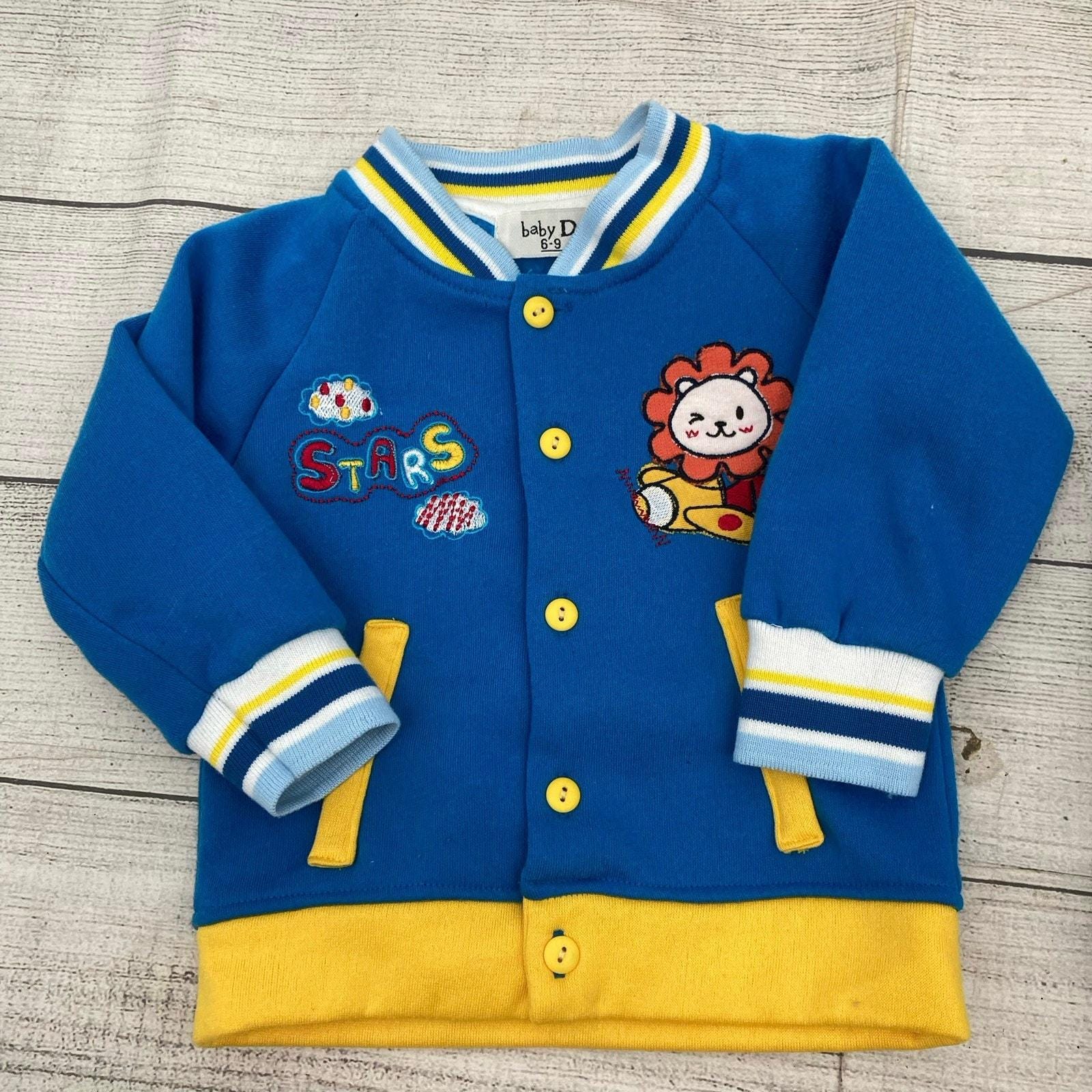 Vintage 90s Baby 6/9 Months Varsity Fleece Outfit Blue Yellow