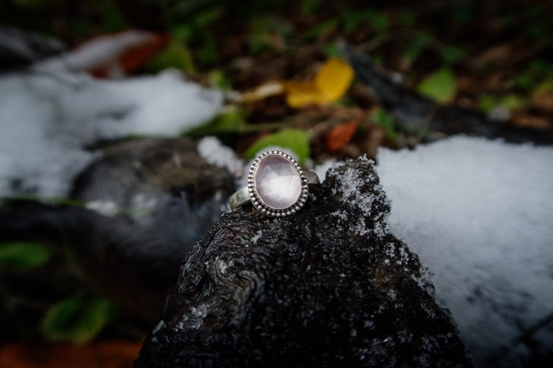 Rose Quartz, sterling silver Ring US Size 7.5 Bild 3