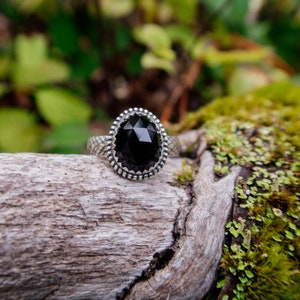 Black Onyx sterling silver ring US Size 8.5 image 6