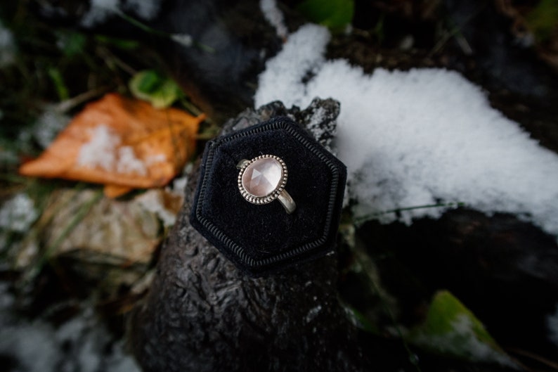 Rose Quartz, sterling silver Ring US Size 7.5 image 4