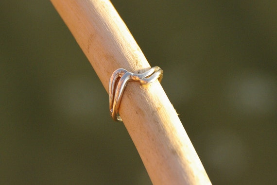 Sterling Silver Wave Ring, Abstract Minimalist St… - image 2