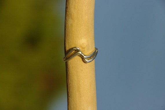 Sterling Silver Wave Ring, Abstract Minimalist St… - image 1