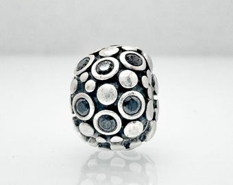 Charm Pandora Encore Clip auténtico con circonita negra 790593CZK, plata de ley 925, usado, retirado, raro, pulsera, joyería con cuentas