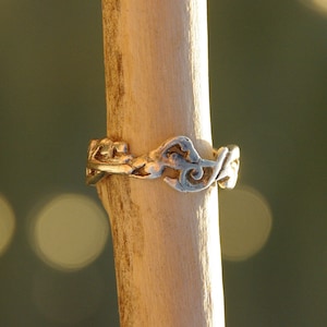 Abstract Modern Sterling Silver Ring, Vines Waves Statement Silver Ring