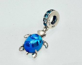 Auténtico dije colgante Pandora de tortuga marina de cristal de Murano 798939C01, pulsera de plata de ley 925, joyería de segunda mano