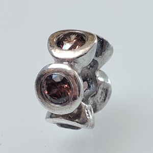 Authentic Pandora Lights Brown CZ Spacer Charm with Cubic Zirconia 790226BCZ Pre-owned Rare Sterling Silver Charm