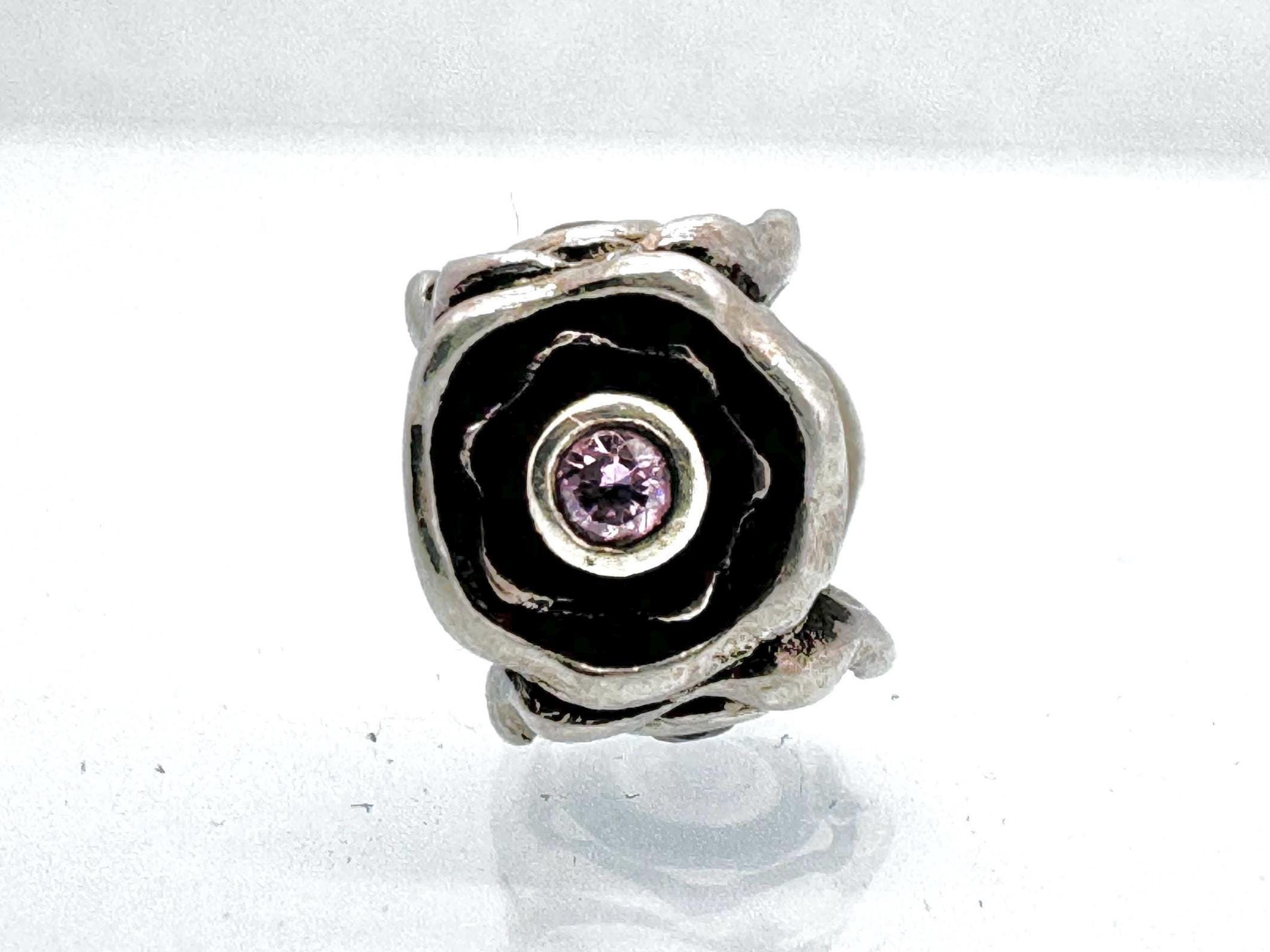 Pandora rose⭐チャーム Authentic Pandora Rose Petals Flower Charm With Pink Cubic
