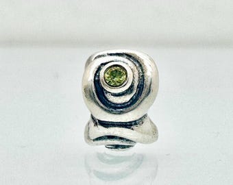 Charm Pandora auténtico Ojo de la Tormenta con circonita cúbica verde claro 790318CZP, cuenta de plata esterlina 925 usada y retirada.