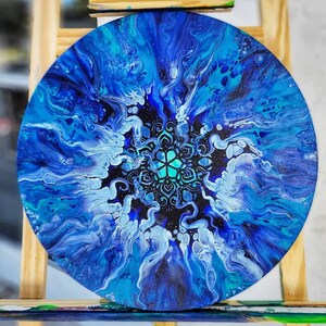 Mandala Chakra Artwork | Original Painting by Danielle&#39;s Fluid Artistry | Textured 16in Round Painting on Canvas for interior home decor