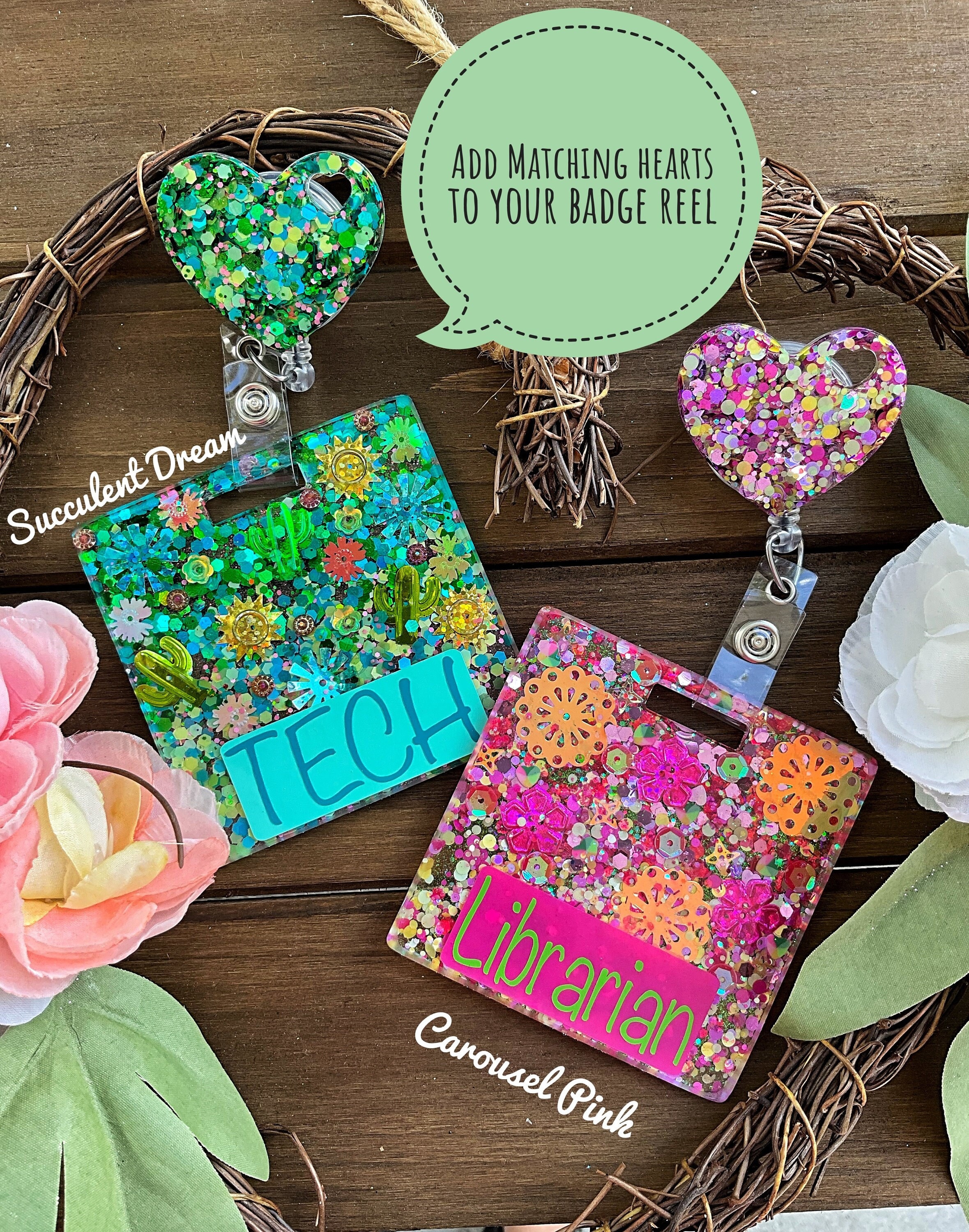 Custom Badge Buddy, Glitter name badge, Personalized Badge buddy and reel, Customize name and title badge, Medical Badge and reel gifts