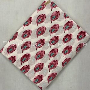 NEW!! Indian Floral Hand Block Print Fabric, Indian Cotton Fabric, Handmade Fabric By The Yard, Printed Fabric, Sewing, Quilting Fabric