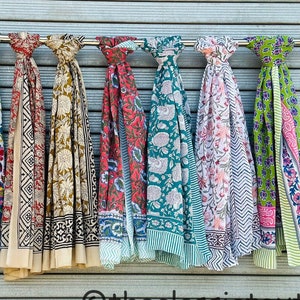 Floral Hand Block Print Cotton Scarf Beach Sarongs Soft Summer Pareo Assorted Wholesale Lot Gift For Her