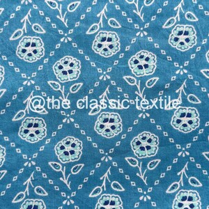 Indian Fabric Block Print Sewing Fabric By The Yard, Floral Print Cotton Fabric, Hand Printed Clothing Fabric