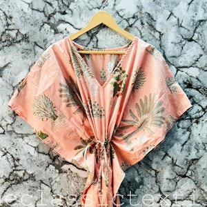 Katoenen kaftan Indiase bloemenkaftan lange kaftanjurk For to be Moms Strandkleednachtkleding Indiase kaftan maxi-jurk Bikinitop kaftan