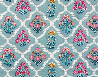Indian Hand Block Print Cotton Fabric, Floral Cotton Fabric, Printed Fabric, Dressmaking Fabric, Sewing Fabric By The Yard, Women's Clothing
