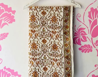 Hand Block Print Cotton Fabric, Indian Floral Fabric By The Yard