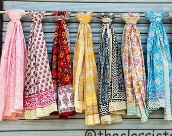 Indian Hand Block Print Cotton Sarong Wrap, Beach Coverup Pareo, Beach Wear For Her, Party Wear Scarf, Any Design Ship