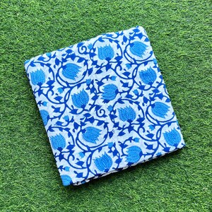 Beautiful Flower print Hand Block Printed Fabric, Cotton Fabric, Indian Fabric, fabric by yard, Block Printed Cotton womens clothing, Fabric
