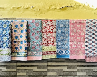 Lotto di 9 colori di pareo con stampa floreale, pareo da spiaggia indiano con stampa a blocchi fatti a mano, pareo estivo in morbido voile, lotto all'ingrosso assortito