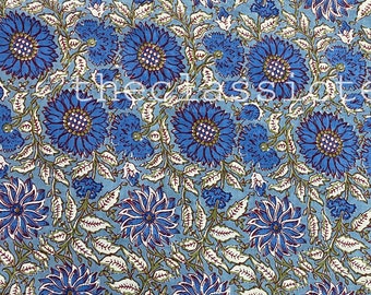 Beautiful Floral Print Cotton Fabric, Block Print Fabric By The Yard, Indian Cotton Fabric, Handmade Fabric, Printed Fabric, Sewing Fabric