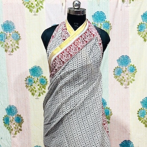 Silk Border (Zari) Hand Block Print cotton scarves,Cotton Sarong,Bagru,Print,Pareo,Decorative Summer Beach Pareo jaipur print