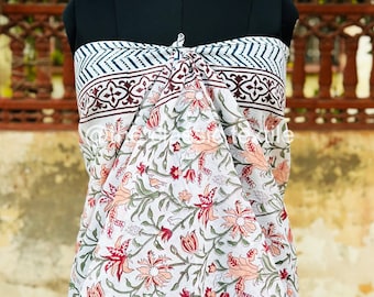 Cotton Sarong | Floral Sarong | Handmade Sarong | Beach Cover Up | Sarong Cover Up | Beach Wrap | Pool Wrap | Summer Cover Up |Scarf |Gift