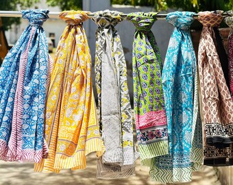 Indian Hand Block Print Cotton Scarf Beach Sarongs Soft Voile Summer Pareo Assorted Wholesale Lot