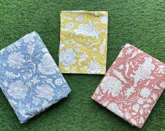 Indian Floral Print Cotton Fabric, Block Print Fabric, Indian Cotton Fabric By The Yard, Dressmaking Fabric, Sewing Fabric, Women's Clothing