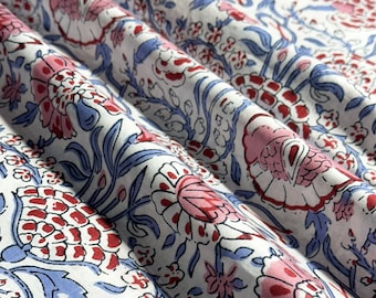 伝統的な手作りインド綿生地、1ヤードあたり100％コットン、ゆったりとしたクラフト縫製生地、ナチュラルな花柄プリント、ドレスメイキング