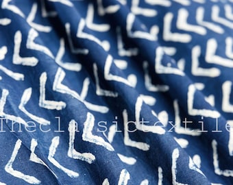 Indigo Block Print Stoff, Baumwollstoff, Bedruckter Stoff, Indischer Stoff, Meterware, Handgemachter Stoff, Nähstoff, Kleiderstoff
