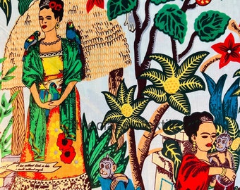 New Frida Khalo Print Fabric, Indian Soft Cotton Fabric, Upholstery Fabric By The Yard, Dressmaking Fabric, Women's clothing, Sewing Fabric