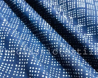 Indigo Fabric block print fabric Hand Printed India Fabric Natural Vegetable Dye Sewing Fabric, Tablecloth Fabric By The Yard Dress Fabric