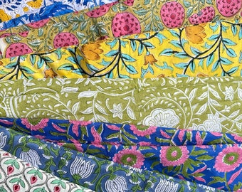 Indian Hand Block Print Cotton Voile Fabric, Soft Cloth By The Meter