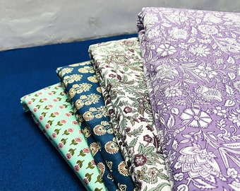 Tela de algodón puro indio, tela con estampado de bloques de flores, tela de confección de mujeres, algodón suave voile, tela de costura de vestido de servilletas de flores de sol
