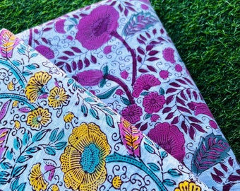 Tela de algodón puro, tela con estampado de bloques de flores, tela de costura para mujer, gasa Floral suave, servilletas de flores, tela de costura para vestido