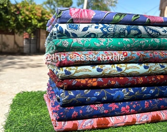Tela de algodón puro, tela con estampado de bloques de flores, tela de confección de mujeres, gasa de algodón suave, servilletas de flores de sol, tela de costura para vestidos