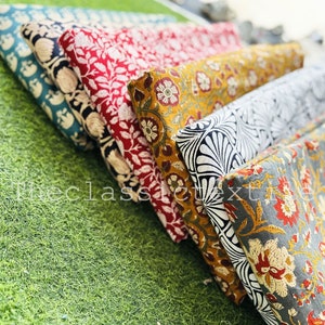 Indian Block Print Fabric Remnants Crafts By the Yard, 100% Cotton Wholesale Lot Of Floral Print Cotton Quilting Sewing Fabric