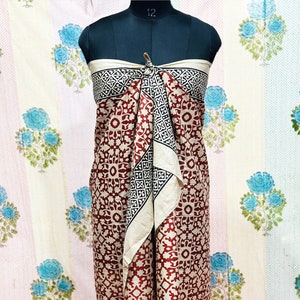 Lot Hand Block Printed Cotton Sarong, Beach Wrap Pareo, Long Scarf, Large Sarong, Cover up, Soft Fabric Scarf, Fashion Shawl Beach Sarong,