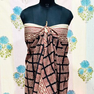 Block Print Cotton Beach Sarong Wrap For Women, Head/Neack/Waist Wrap for Beach, Big Size Scarf For Multi Purpose Usage, Pareo, Gift For Her