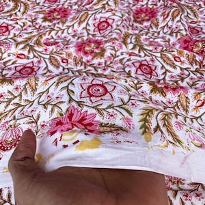 Cotton, 100 % Indian Hand block print, floral print, soft cotton fabric, Fabric modern floral fabric Indian print fabric womens dress fabric