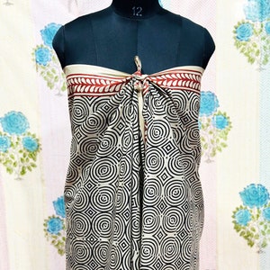 Hand Block Printed Cotton Sarong, Beach Wrap Pareo, Long Scarf, Large Sarong, Cover up, Soft Fabric Scarf, Fashion Shawl Beach Sarong,