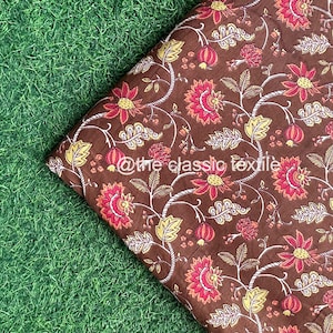 Floral print block print fabric womens clothing Indian fabric cotton fabric girls dress Vegetable dyed fabric by yard cotton robe