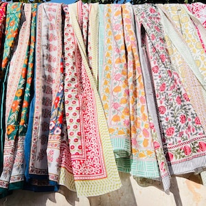 Indian Hand Block Print Beach Sarongs Soft Voile Fabric Summer Pareo Lot Regalo para ella