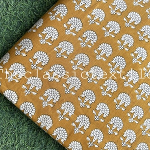 Indian floral print cotton fabric block print fabric dress Vegetable dyed Indian fabric robe fabric by yard womens clothing, Sewing Fabric