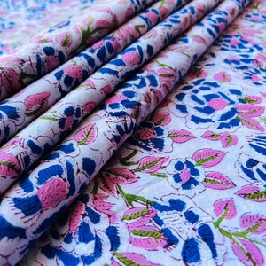 Hand Block Print Cotton Loose Fabric,cotton block print fabric,voile cotton fabric, jaipuri printed fabric, indian cotton block print fabric
