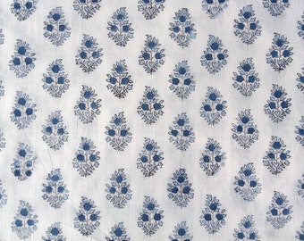 Floral Print Block Print Fabric, Indian Cotton Fabric, Printed Fabric, Handmade fabric, Sewing Fabric Fabric By The Yard, Women's Clothing