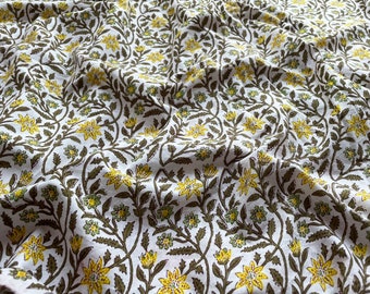Beautiful Hand Block Printed Fabric, Cotton Fabric, Indian Fabric, fabric by yard, Block Printed Cotton womens clothing