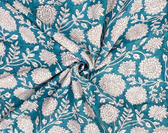 Block Printed Cotton Fabric By the Yard, Floral Print Soft Cotton Fabric, Summer Dress Fabric, Indian Cotton Fabric, Sewing Fabric